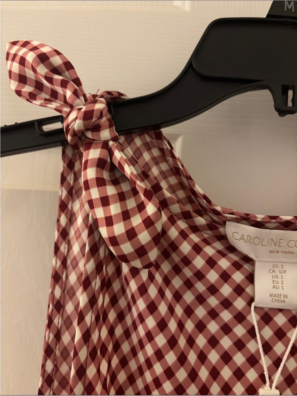 Caroline Constas Red Gingham Pattern Tie-Shoulder Maxi Dress NWT small - Picture 5 of 8